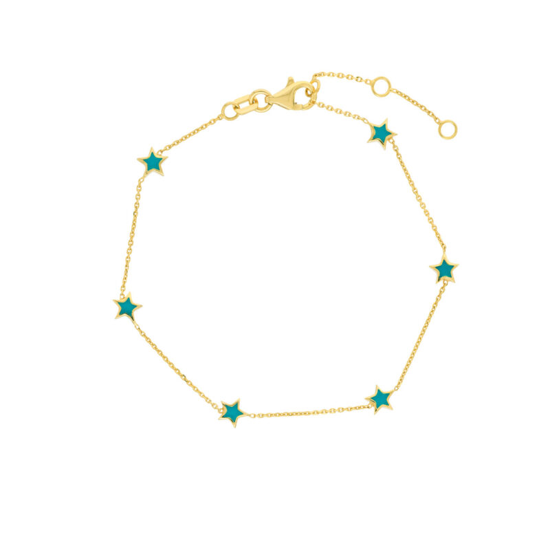 Turquoise Enamel Six Star Adj Sta Brac