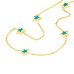 Seven Teal Enamel Mini Stars Necklace 2