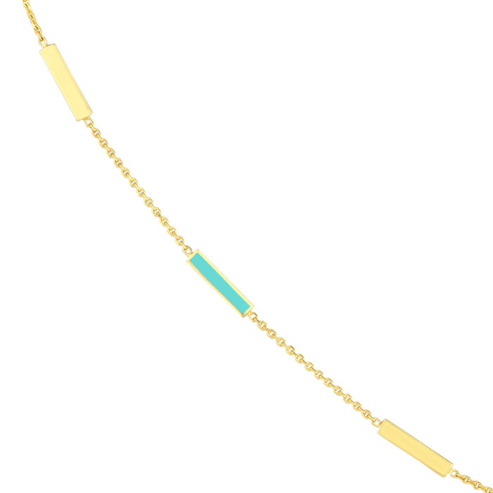 Turquoise Enamel Bar Necklace 2