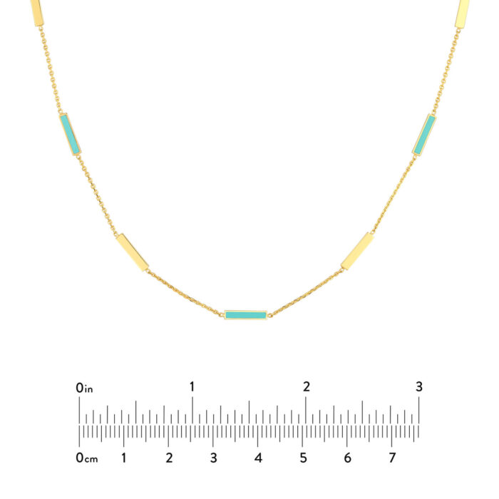 Turquoise Enamel Bar Necklace 5