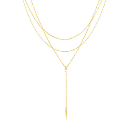 Diamond Multi Layered Lariat Spike Necklace
