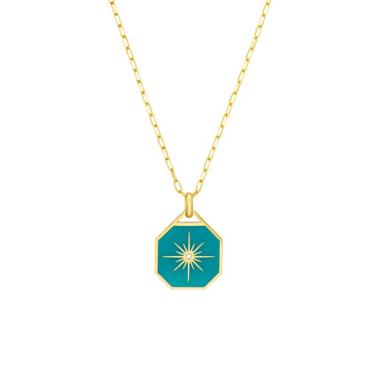 Star Teal Enamel Octagon Medallion