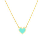 Light Turquoise Enamel Heart Necklace