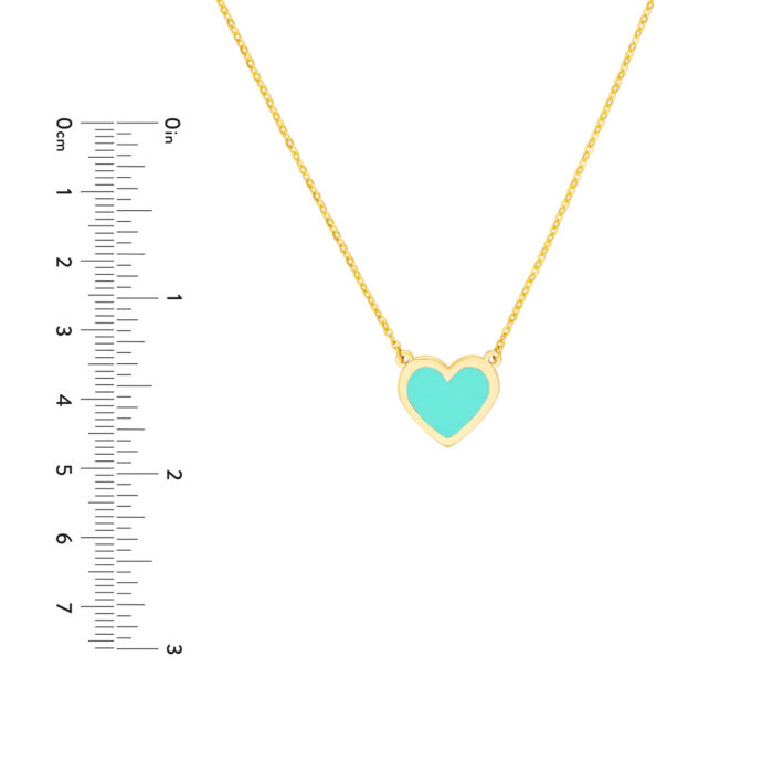 Light Turquoise Enamel Heart Necklace 4