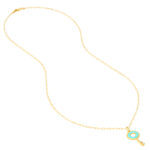 Turquoise Enamel Key Necklace with Diamonds 3