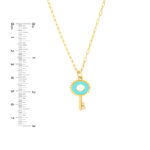 Turquoise Enamel Key Necklace with Diamonds 5