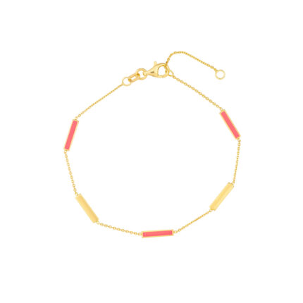 Neon Pink Enamel Bar Bracelet
