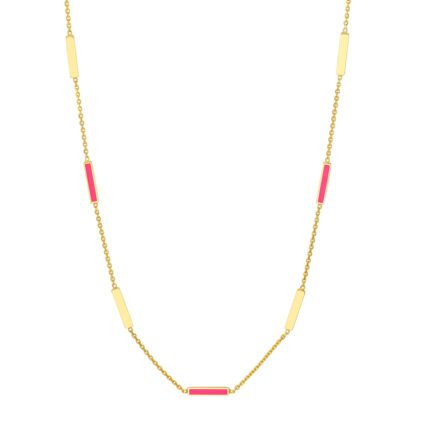 Neon Pink Enamel Bar Necklace