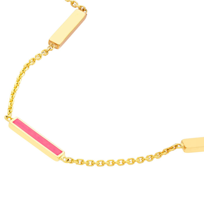 Neon Pink Enamel Bar Necklace 2