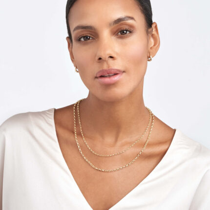 Double Layer Light Oval Rolo Necklace 1