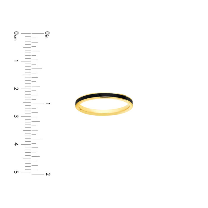 Black Enamel Band Ring - 8, Yellow