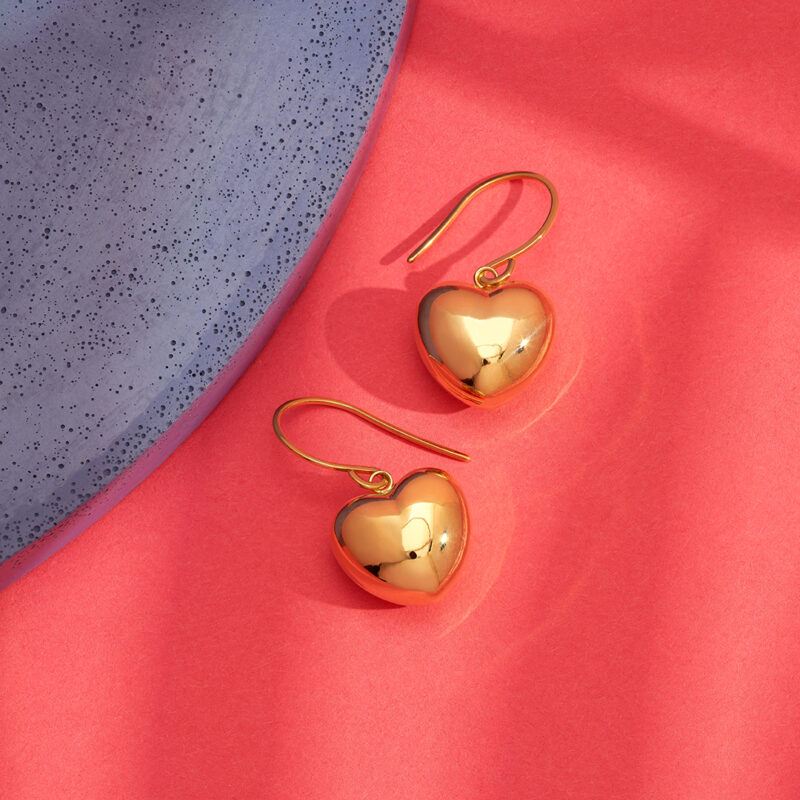 puffed heart earrings