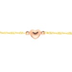 Two-Tone Rose Heart Trio Adjustable Anklet 2