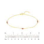 Two-Tone Rose Heart Trio Adjustable Anklet 4