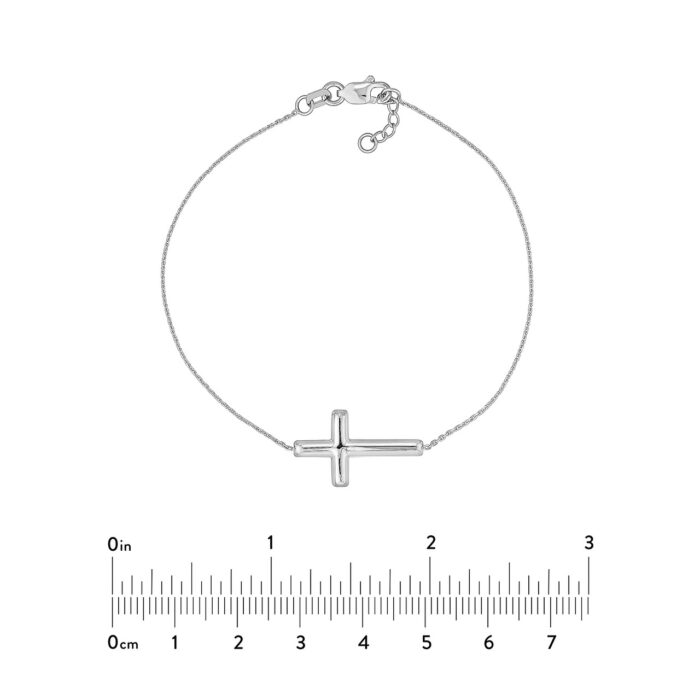 Sideways Cross Adjustable Bracelet - 7.50", white Gold 3