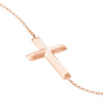Sideways Cross Adjustable Bracelet - 7.50", Rose Gold 5