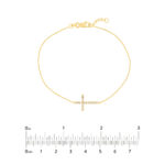 Sideways Cross Bracelet with Diamond - 7.50", Yellow 12