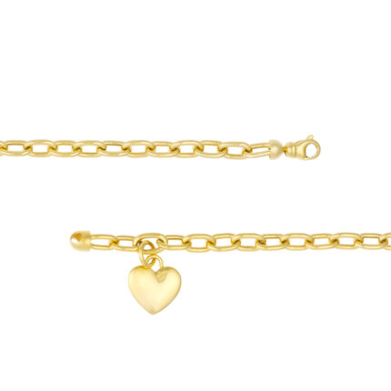 Heart Charm on Oval Rolo Chain Bracelet 4