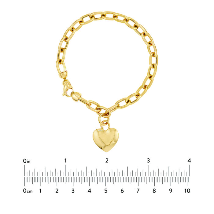 Heart Charm on Oval Rolo Chain Bracelet 5