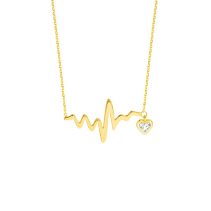 Two-Tone Heartbeat Necklace with Dangle Heart 1