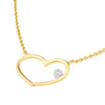 Two-tone Open Wire Heart Necklace with Diamond 1