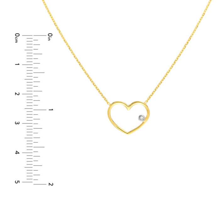 Two-tone Open Wire Heart Necklace with Diamond 4