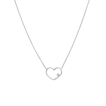 Open Wire Heart Adj. Necklace with Diamond