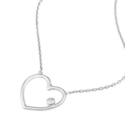 Open Wire Heart Adj. Necklace with Diamond 1