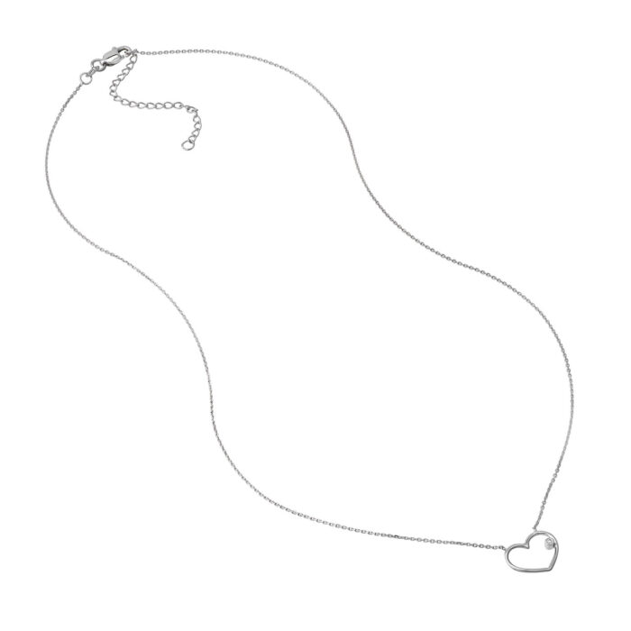 Open Wire Heart Adj. Necklace with Diamond 2