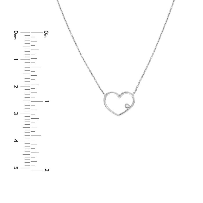 Open Wire Heart Adj. Necklace with Diamond 4