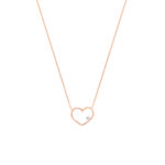 Rose Gold Open Wire Heart with Diamond Necklace