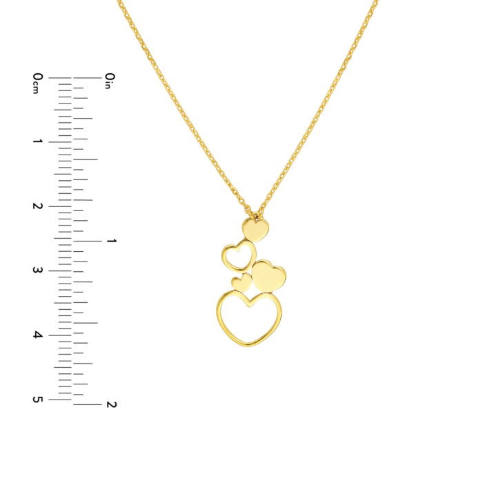 Stacked Hearts Necklace size
