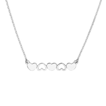 Solid and Open Hearts Bar Necklace