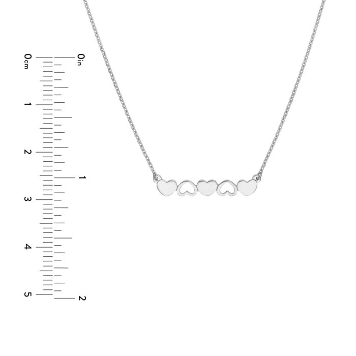 Solid and Open Hearts Bar Necklace size