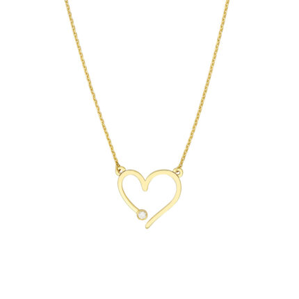 Open Heart with Diamond Adjustable Necklace