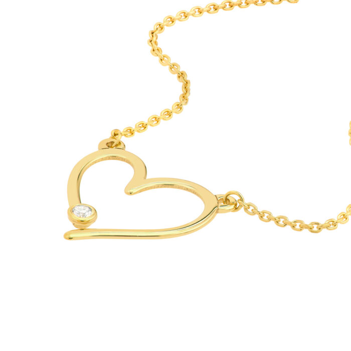 Open Heart with Diamond Adjustable Necklace 1
