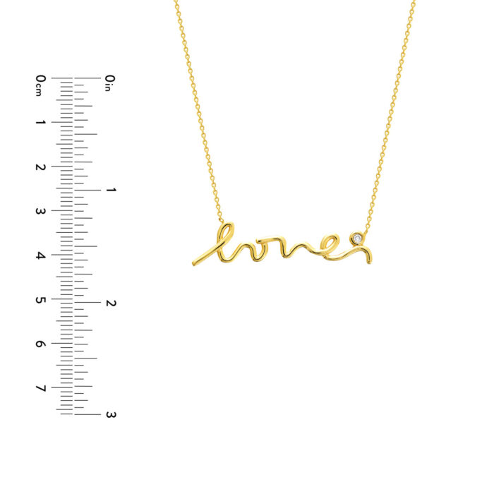 Cursive Love Necklace with Diamond size guide
