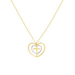 Two-Tone Open Heart Duo and Cross Necklace