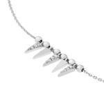 Mini Spike Drop and Bead Station Necklace white gold 1