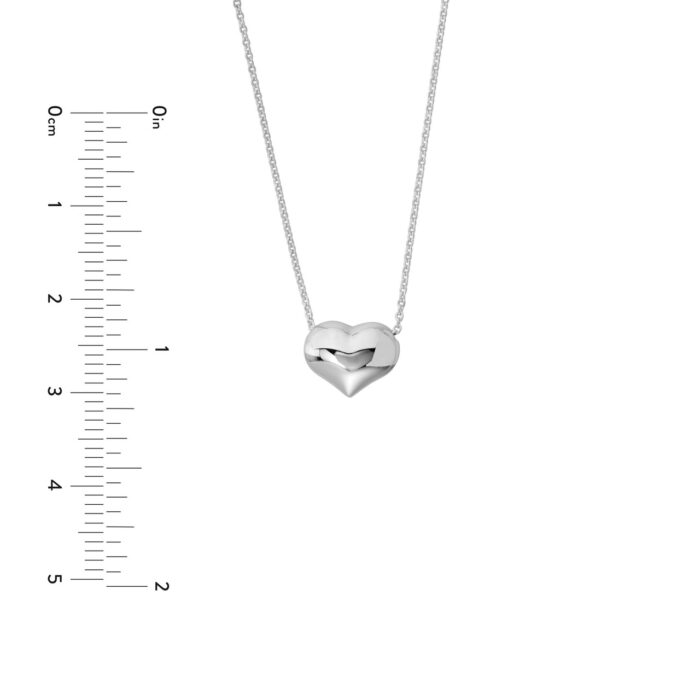 Puffy Heart Necklace white gold size guide