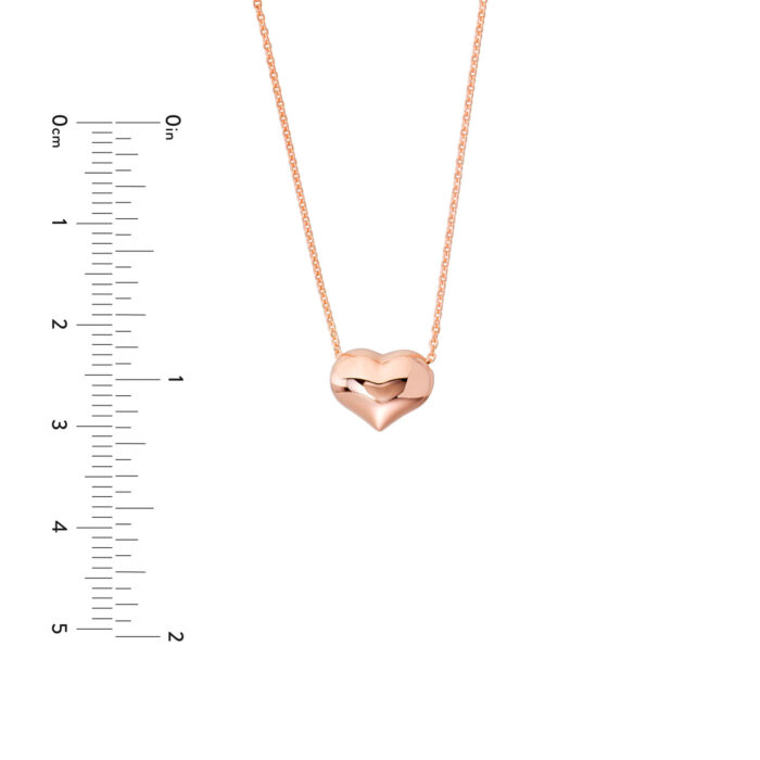 Puffy Heart Necklace rose gold size