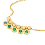 Mini Emerald Bezel and Bead Station Necklace 1