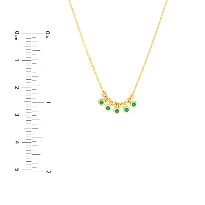 Mini Emerald Bezel and Bead Station Necklace size