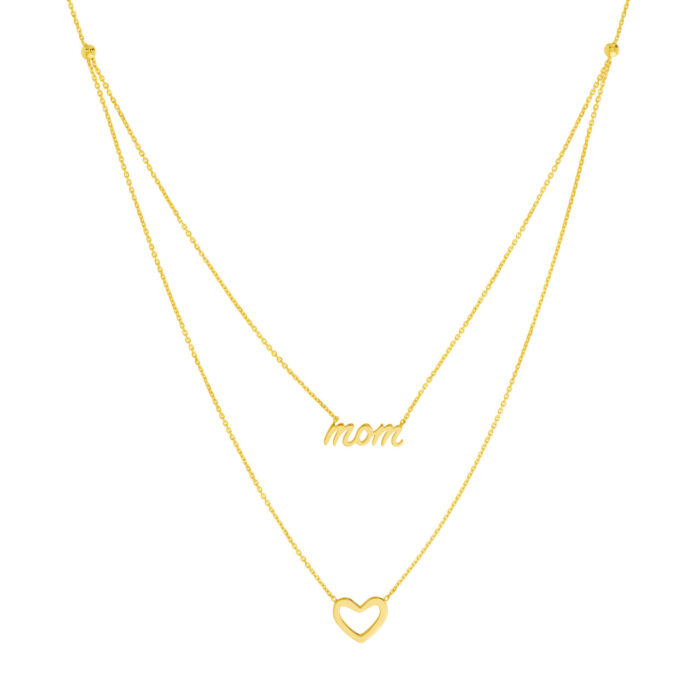 Script Mom and Open Heart Duet Necklace
