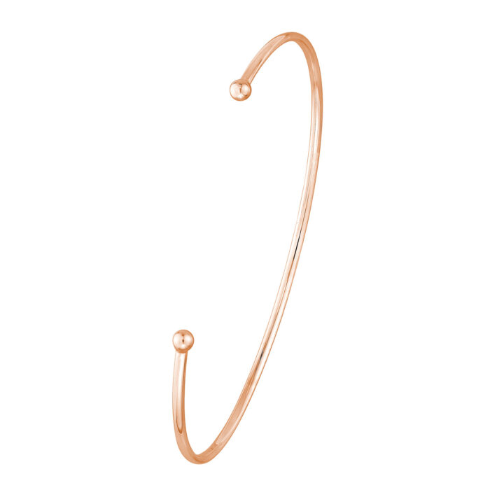 Cuff Bangle with Beaded Ends - Rose Gold 13