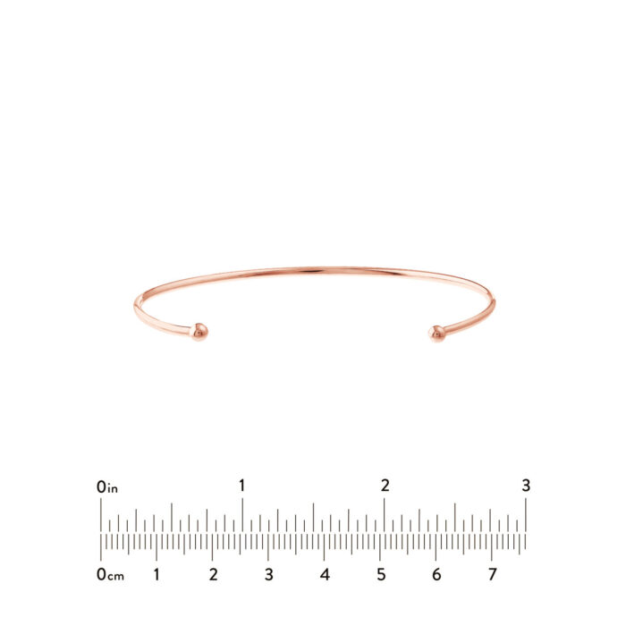Cuff Bangle with Beaded Ends - Rose Gold