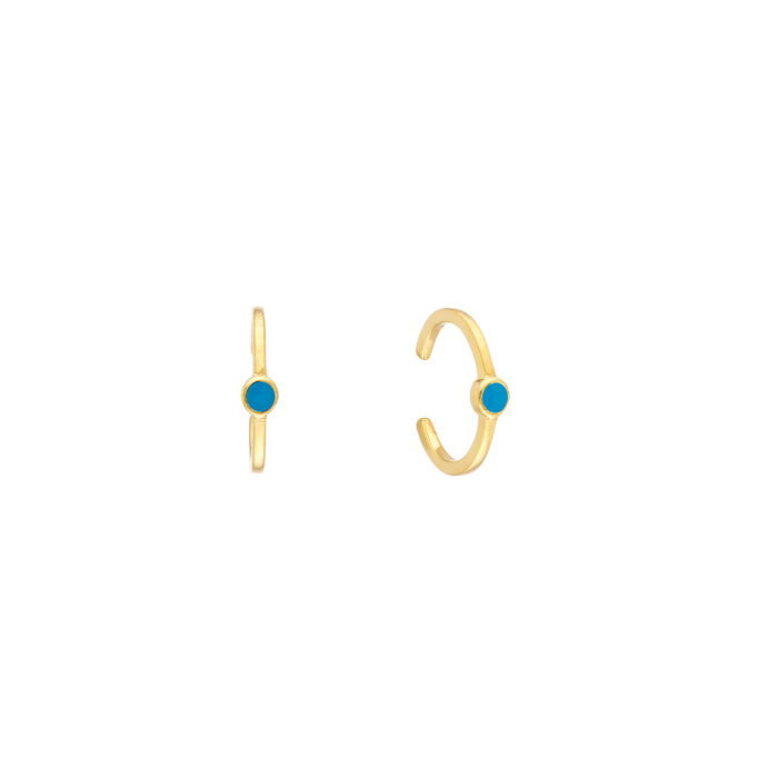 Turquoise Enamel Bezel Earring Cuffs