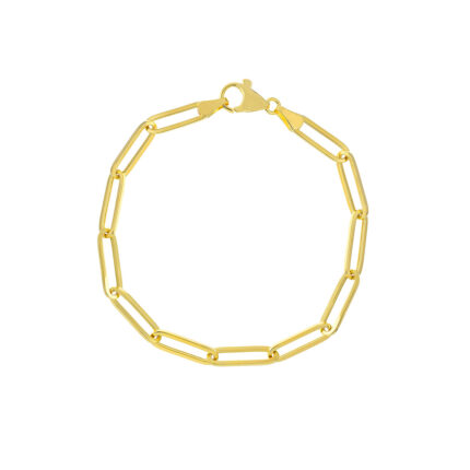 14K Gold Paper Clip Chain Bracelet – Minimalist & Adjustable Design