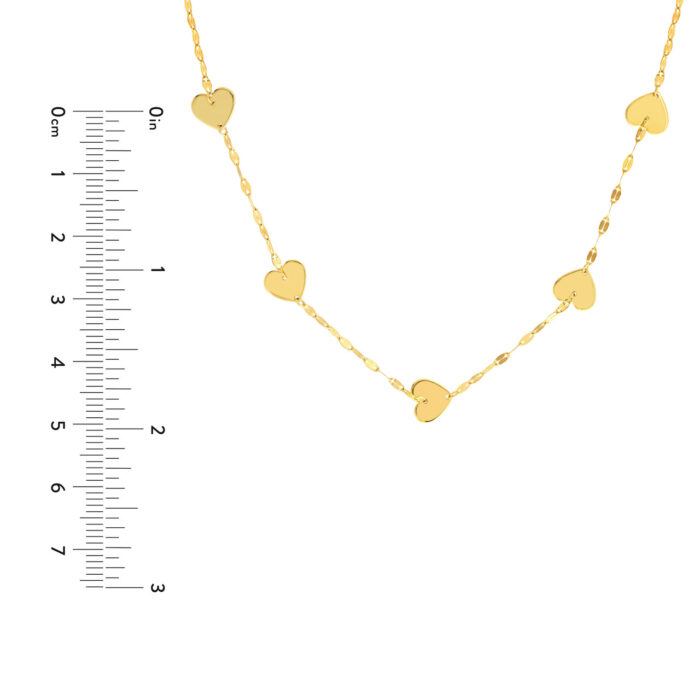 Five Heart Stations Necklace size guide