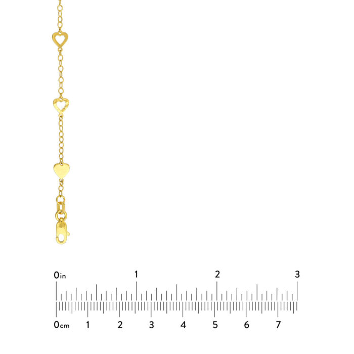 Mixed Hearts Station Curb Chain Necklace size guide